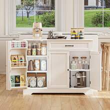 Coffee Table Cabinet With Storage, Kitchen Storage  With Door Shelves, Living Room Sideboard Buffet With Drawer For Kitchen, Bathroom, Dining ,Room Organizing Decoration - trắng - Xem 8