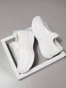 Women's Knitted Elastic Slip-On Casual Sneakers, Minimalist Versatile Lightweight Comfortable Soft-Sole Sock Shoes, Mesh Breathable Non-Slip Running Shoes - Black - View 3