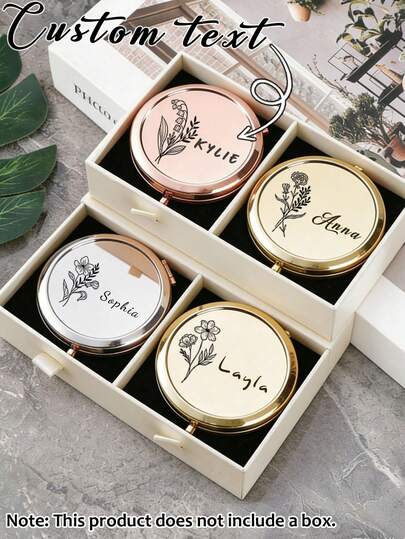 Anpassningsbar bärbar dubbelsidig hopfällbar metallspegel, 12 blommönster, lasergraverad, handhållen kompakt sminkspegel med hög upplösning, smink, rumsinredning, fåfänga, resor, sovrum, sminktillbehör, sminkspegel, mini kompaktspegel, liten spegel, handhållen spegel, sminkverktyg, present till kvinnor, alla hjärtans dag och mors dag-present