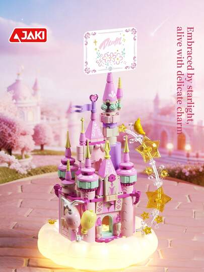 368pcs Pink Castle Building Blocks Model, Castle Building Blocks Set, Dreamlike Castle Assembly Blocks, Birthday Gift For Girls, Collectible Souvenir, Living Room Decor, Best Holiday Gift