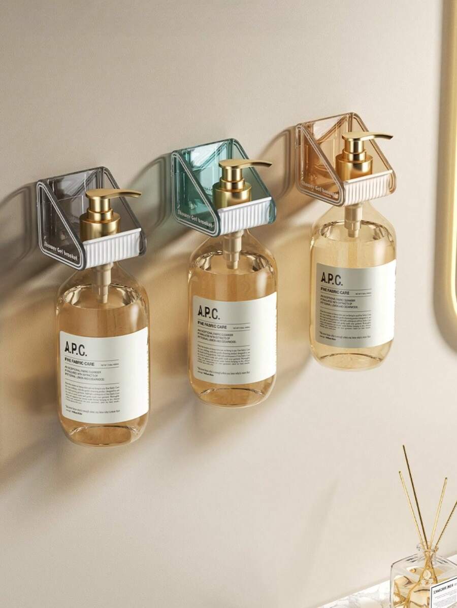 2/4pcs No Punching Shower Gel Hanger, Bathroom Strong Hook, Shampoo Bottle Storage Shelf - Multicolor - View 1