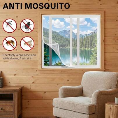 White PP Nano Window Screen Mesh, Anti-Dust & Insect Proof Sheer Curtains, Breathable Light Filtering Net, Washable Wrinkle Resistant For Bedroom Kitchen, Easy Installation