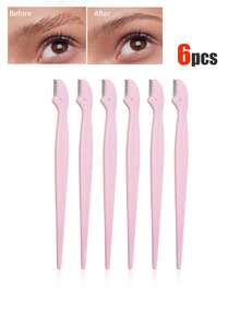 1/3/6/12/24/40件装多色眉刀套装，安全眉毛修剪器/剃刀，去茧剃刀，身体脱毛工具及面部和眉毛剃刀套装，长柄安全刀片带精密防护罩，女士修容工具，适合日常使用或旅行，赠品，旅行必备，经济实惠 - 淺粉色 - 查看 6