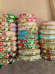 20/15/12/10/7/5/3/1件 随机颜色 复古优雅奢华宫廷珐琅花卉镂空线条手链 - 彩色 - 查看 5