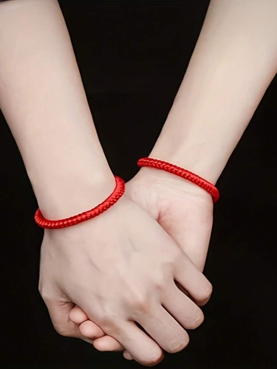 10pcs Red String Braided Bracelets | Lucky & Peace Design | Valentine's Day Gift For Couples Unisex - Multicolor - View 1