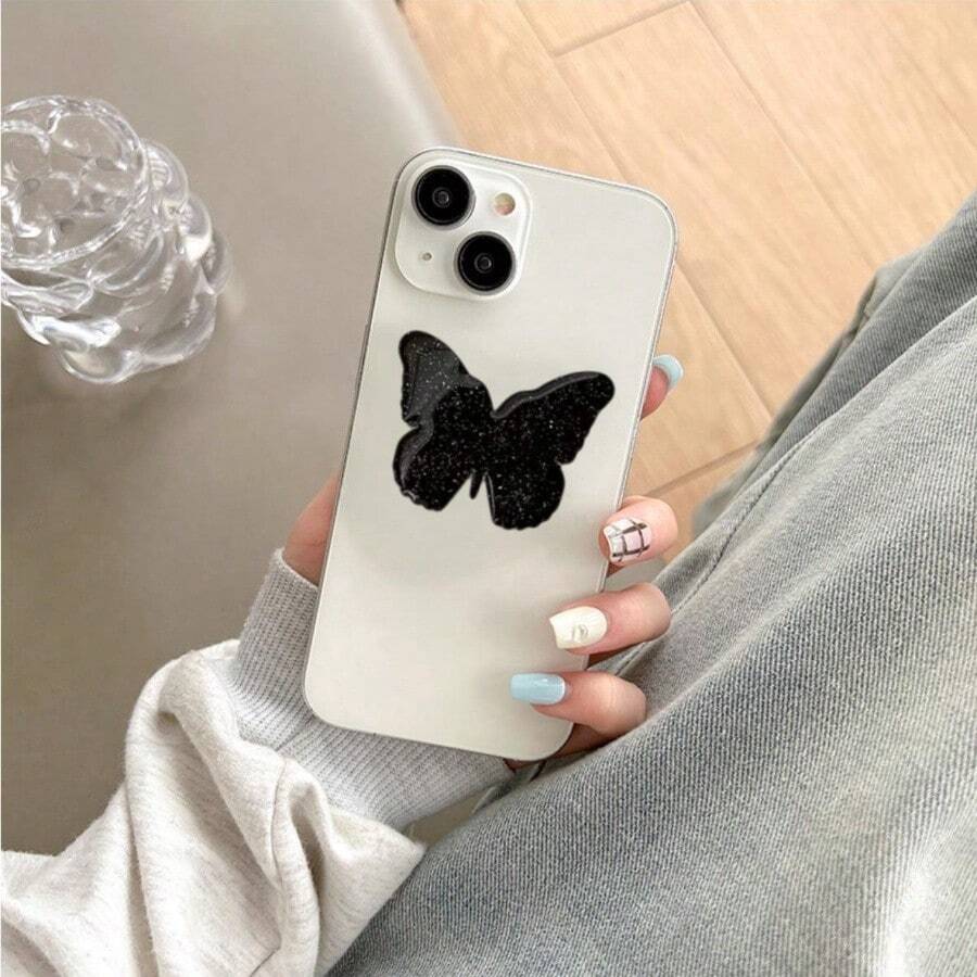 Suporte de Celular Preto Minimalista e Luxuoso com Laço de Borboleta, Ventosa Expansível Antiderrapante, Adequado para Todos os Modelos de Celular, Multifuncional, Lembrancinhas de Festa, Presente de Feriado, Aniversário, Dia dos Namorados, Seleção de Fevereiro - Multicolorido - Visão 1