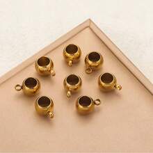 20pcs Gold-Plated Stainless Steel Vertical Hole Adjustable Beads, Spacer Beads For DIY Women Jewelry Making, Necklace, Bracelet, Earrings - Parallel Through-hole Beads - View 3