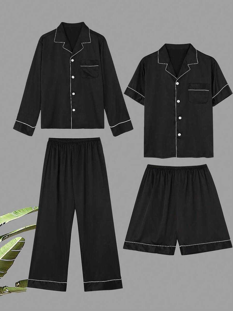 Bộ đồ mặc nhà thường ngày mới dành cho nam gồm 4 món - màu đen - Xem 1