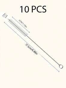 1/5/10 件装可重复使用不锈钢吸管清洁刷 - 适用于玻璃、硅胶和金属吸管，节日送礼佳品 - 彩色 - 查看 10