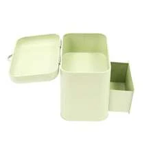 SHIOUCY Sleek Green 2-Tier Iron Bread Box 11.81x8.07x10.43in Drawer Design Rivet Connection For Living Room Office Kitchen Pastry Snack Daily Storage - Green - View 9