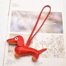 1 Piece Dachshund Dog Pendant Cute DIY Lanyard Leather Puppy Bag Pendant High-End Couple Car Pendant - 臘腸狗掛件-粉紅色 - 查看 10