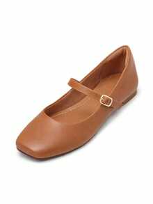 Doll Shoes Women's Vintage Buckle Shoes - Camel - Ver 2