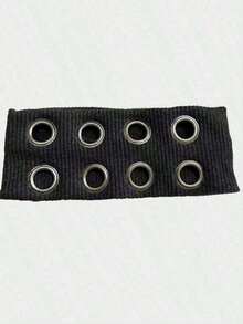 1pc Punk Girl Hollowed Out Eyelets Wide Elastic Headband Stretchy Metal Rock Steampunk Sports Casual Headbands Hair Accessories Fall Women Bandana Autumn Sweatband Yoga Hair Wrap Workout Running Winter Hair Band Vacation Outfits Woman Elegant Scarf - 黑色 - 查看 4