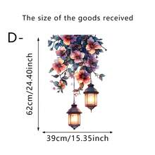 1/4片装春季花卉吊灯窗贴，可重复使用PVC静电贴，适用于花园玻璃门窗、阳台、卧室装饰，浪漫家居艺术装饰膜 - 多色 - 查看 11