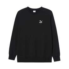 Puma 男女通用圆领长袖针织卫衣，情侣运动卫衣，62610901，秋/春季 - 黑色 - 查看 1