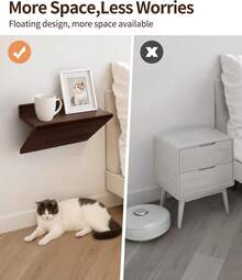 2Pcs Floating Nightstand, Modern Wood Floating Bedside Table Z-Shape Wall Mounted Nightstand Small Hanging Night Stands For Bedroom  Dark Cherry - 棕色 - 查看 5