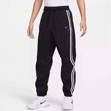 Nike 男子運動休閒透氣跑收口長褲 - 黑與白 - 查看 1