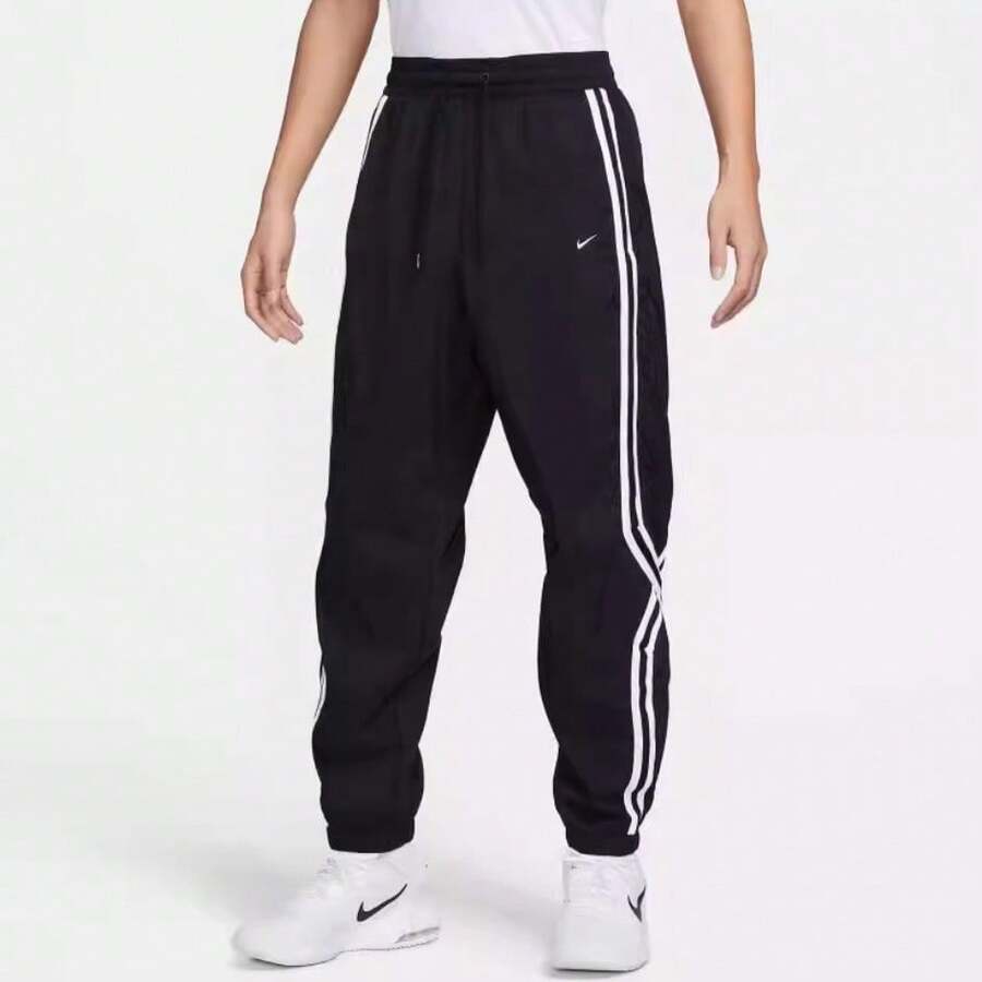 Nike 男子運動休閒透氣跑收口長褲 - 黑與白 - 查看 1