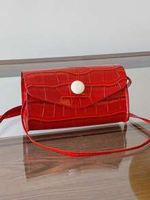 1个时尚鳄鱼纹压花翻盖迷你斜挎包，适合斋月日常使用 - A - 查看 11