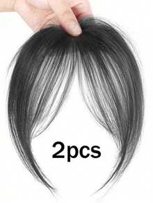 2片柔软合成纤维空气刘海接发片，隐形夹式刘海假发，适合女性日常和旅行使用 - 彩色 - 查看 11