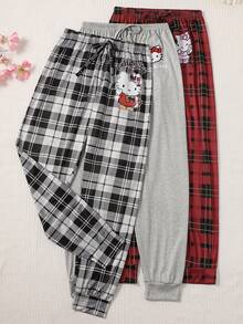 Sanrio Hello Kitty 3 PiecesPajama Set, Women's Home Pants With Drawstring - Multicolor - View 1
