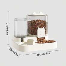 1pc Cat Feeder With Food And Water Bowls, Dry And Wet Food Separation, Pet Feeding And Drinking Station, Easy To Clean, Suitable For Various Pets To Supplement Water And Healthy Feeding, Durable Pet Feeding Supplies - 2L - View 2