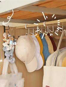 2 件装帽子架腰带挂钩收纳架，衣橱配件收纳架，带 6 个帽子挂钩，无需钻孔，轻松悬挂，可用于收纳腰带和领带。 - 彩色 - 查看 2