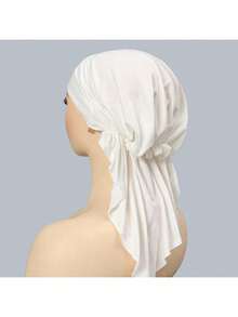 1pc Women's Middle Eastern Arabic Solid Color Classic Fashion Casual Versatile Headscarf, Suitable For Daily Gatherings And Outings - White - View 2