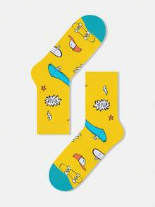 1/5 Pairs Unisex Cartoon Skateboard, Bicycle, Racing Car Graphic, Letter, Mountain Print Artistic Design Combed Cotton Crew Socks, Suitable For Travel, Home, Office, Holiday Gifts - Multicolor - View 15