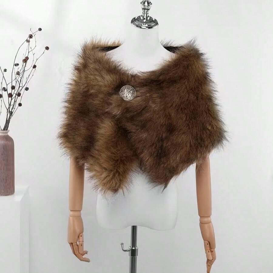 Ladies' Viking Cloak - Medieval Renaissance Costume Cape, Non-Stretch Historical Warrior Shawl For Ren Faire Cosplay & Themed Partys, Winter Celebration, Vintage Cape, Classic Design, Faux Fur Trim, Durable Fabric, Larp Accessory - A - View 1