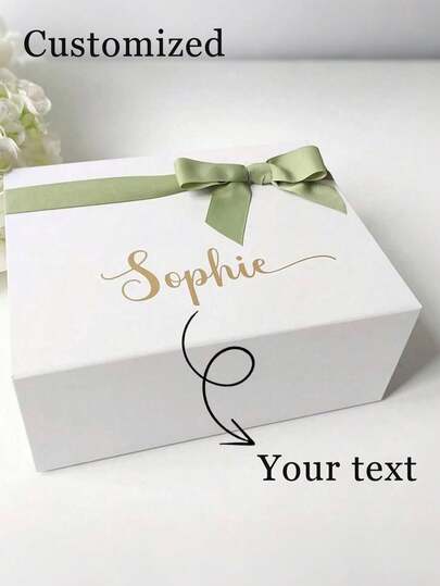 1pc Customized Personalized Magnetic Gift Box, Available In 3 Colors, Can Customize Name And Text, Perfect For Christmas, Parties, Celebrations, And An Unique Gift For Her/Him, Boyfriend, Girlfriend, Best Friend, Suitable For Christmas, Valentine's Day, Birthday, Anniversary, With Printed Pattern