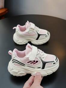 1 Pair Baby Sneakers, Soft Pink + Milky White Color Blocking, Fresh And Cool, Suitable For Princess Dresses And Sportswear. Mesh Upper Breathable, Comfortable For Spring/Summer Activities; Soft And Shock-Absorbing Soles Protect Little Feet - Pink - View 6