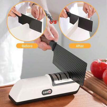 Professional USB Rechargeable Portable Electric Knife Sharpener, Adjustable Angle Sharpener 20 Degree Straight Edge, For Kitchen Knife Tools Grinding And Polishing, Simple To Use, Suitable For Chef Knife, Slicing Knife, Santoku Knife, Peeler, Small Knife, Ceramic Knife