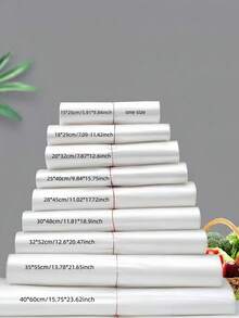 100个/50个装，尺寸可选，透明白色塑料食品包装袋，购物袋，便携式储物袋，白色提手背心袋，底部耐高温密封，承重力强，防漏 - 白色 - 查看 9