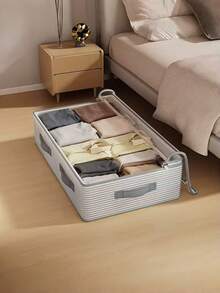 Large Capacity Under-Bed Storage Bag, Suitable For Travel And More - Multi-Layer Striped Design, 2 Size Options, Portable & Fashionable Women's Clothing Storage Bag, Mixed Color Elegant Pattern, Ideal Home Organization Choice, Christmas Decor, Personalized Gift, Best Christmas Gift For Women/Men, Personalized Gift, Travel Essential - 彩色 - 查看 3