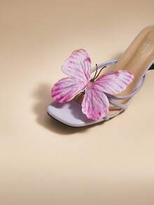 Glizzene 优雅的泰国设计师蝴蝶带一脚蹬凉鞋，时尚女士高跟鞋，2025年夏季新品