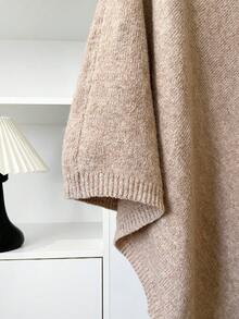 1pc Women's Solid Color Knitted Wool Blend Shawl Cardigan, Sun Protection, Warm, Elegant, Lady Style, Suitable For Indoor, Office, Travel, Outing, Spring, Autumn, Winter - Multicolor - View 4