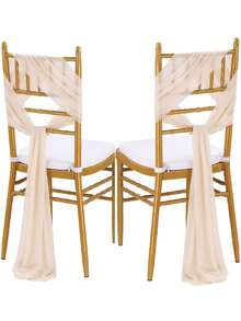 10件装通用优雅雪纺椅套，奶酪布椅背装饰丝带，透明雪纺蝴蝶结装饰丝带，适用于婚礼招待会、教堂走道装饰、派对、酒店、活动、情人节、生日、家庭聚会、仪式、摄影道具 - 彩色 - 查看 13