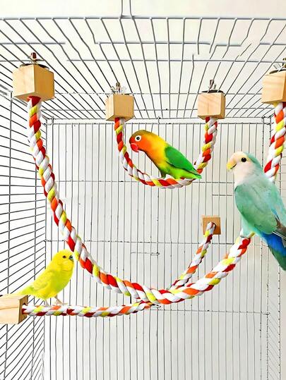 1 Parrot Rope Knot Climbing Perch Soft Comfortable Bird Stand Toy, Cage Accessory, Suitable For Parrot And Bird Training And Play, Withstands Long-Term Use, Standing Toy, Cage Stand, Easy To Clean And Maintain, Durable, - Sugar Gliders, Squirrels, Octodontis, Marmosets, Monkeys, Parrots, Birds, Rodents, And Other Small Animals. Halloween Toy, Christmas Toy.