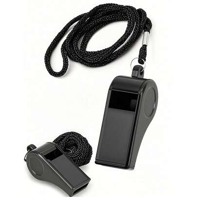 1/2/4/8pcs Black Emergency Whistle With Lanyard, Sports Whistle, Party Favor, Suitable For Football, Basketball Games, Birthdays, Weddings, Loud & Clear Sound, Plastic Whistle, Great For Lifeguards, Self-Defense, And Emergency Use, Party Whistle