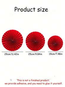 2026马年纸扇派对装饰套装，红色圆形纸扇悬挂装饰套装，悬挂装饰套装，适用于嘉年华拍照道具、中国新年装饰、蜂窝纸装饰、家居装饰 - 彩色 - 查看 3