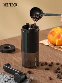 yeefeeco 1个手动咖啡豆研磨机，带大容量粉末储存盒，便携美观，简约风格，适合家庭、宿舍或办公室使用，咖啡配件，学习用品，返校季必备 - 黑色手動研磨機 - 查看 5