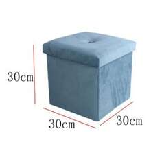 Taburete de almacenamiento, taburete plegable, acolchado con funda, taburete de noche y taburete para cambiar zapatos, adecuado para sala de estar, área de entrada, dormitorio, taburete tipo caja de almacenamiento en dormitorio, 3 tamaños y 5 colores para elegir. - Azul - Ver 11