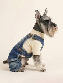 1 قطعة ملابس أليفة، بدلة كلب/قطة، ملابس للكلاب والجراء الصغيرة، بنطلون معلق بشكل أنيق وجميل، مريح للخروج - متعدد الألوان - مشاهدة 2