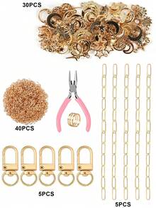 开斋节DIY钥匙扣制作套装，包含星星月亮吊坠、钥匙扣、延长链、开口圈和珠宝钳，创意DIY包包挂饰及珠宝工艺套装材料，开斋节礼物 - 開齋節鑰匙圈套裝 - 查看 16