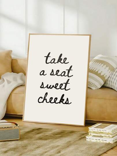 1 pieza Impresión de arte de baño divertida, Toma asiento, dulces mejillas, impresión del as de corazones, arte de pared de naipe retro en beige, el regalo ideal para amigos, impresión de arte de dormitorio, decoración de sala de estar, decoración de oficina, decoración de cocina, arte de pared, decoración de pared, decoración del hogar, decoración de habitación, arte de pared en lienzo, carteles, arte de pared con marco, marco opcional