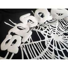SP5DER Hoodie Cobweb Pattern Print Unisex Sweatshirt Men Women Graphic Outwear, Tracksuit Pullover Sweatshirt For Women Men Matching Hoodies For Couples - 黑色 - 查看 6