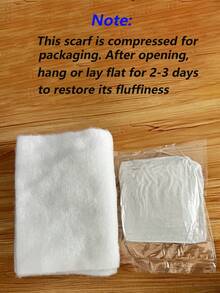 1件装女士蓬松长款冬季围巾，保暖颈部围脖，黑色超大加厚流苏披肩/毯子围巾，加厚针织流苏披肩，红色围巾，纯色围巾 - HM05-黃色 - 查看 4