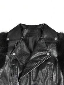 Women Faux Fur Coats - Black - View 6