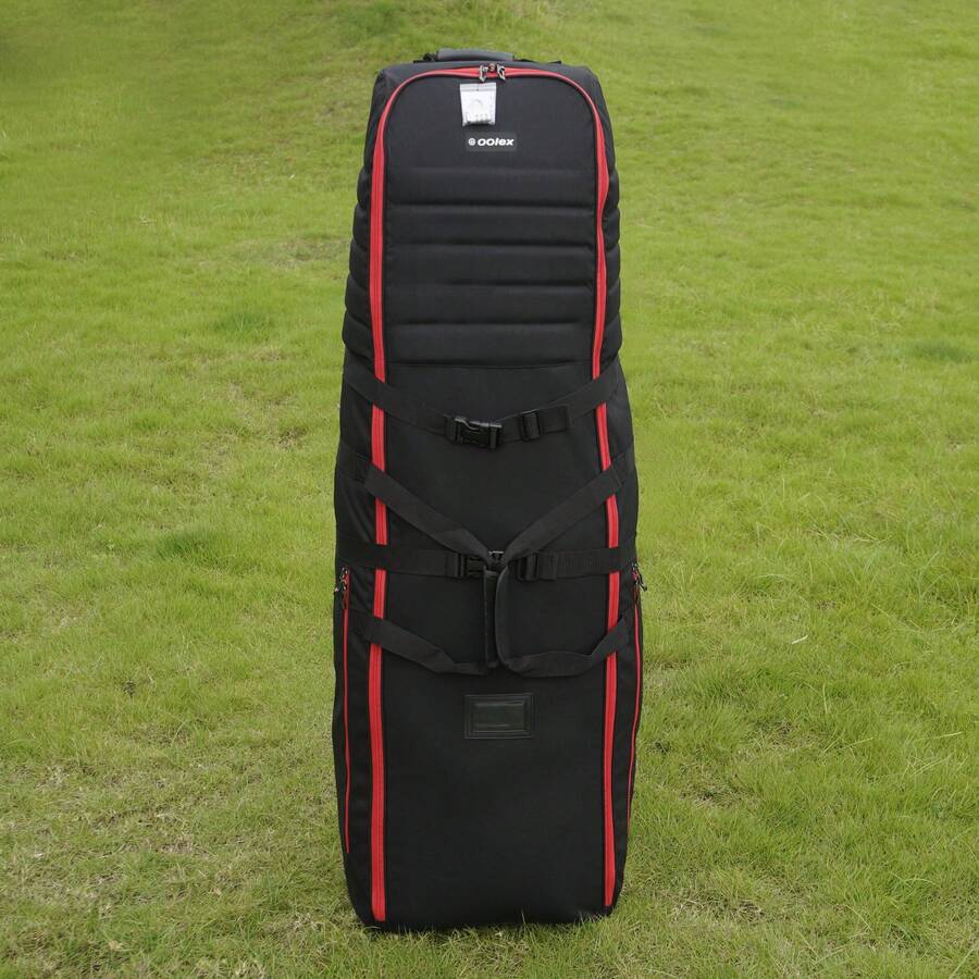 Padded Golf Club Travel Bag With Wheels,Soft Foldable Golf Club Travel Bags, Golf Luggage Case Cover For Airline - With Luggage Lock - 黑色 - 查看 1